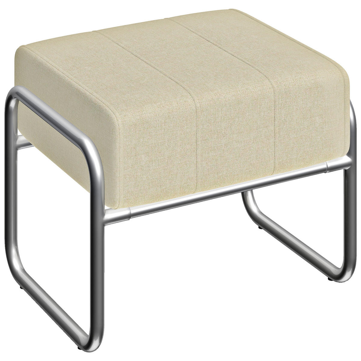 FUSSHOCKER Sitzhocker Dick Gepolstert Hocker mit Stahlbeinen für Schlafzimmer - Beige/Silberfarben, Textil/Metall (42/42/52cm) - HOMCOM