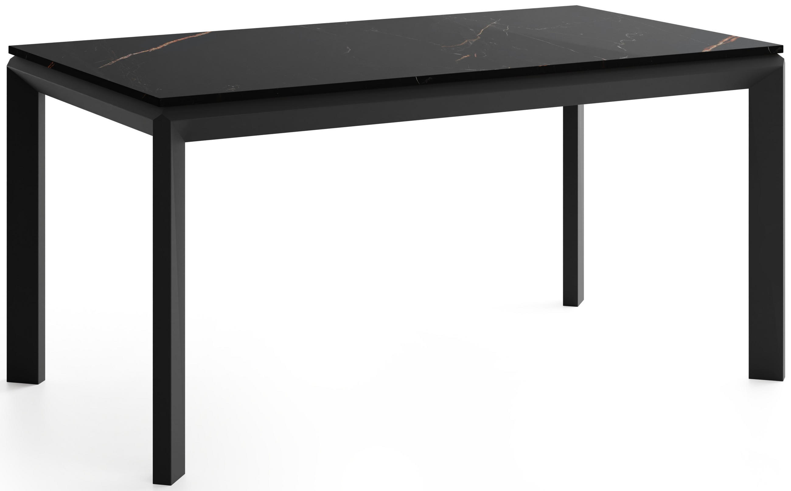 ESSTISCH Elan rechteckig ausziehbar verlängerbar mit Schwarzen Metallbeinen, Schwarz Marmor Kupfer 160-250/90/76 cm - Schwarz/Braun, Holzwerkstoff/Metall (90/250/76cm) - WFL GROUP