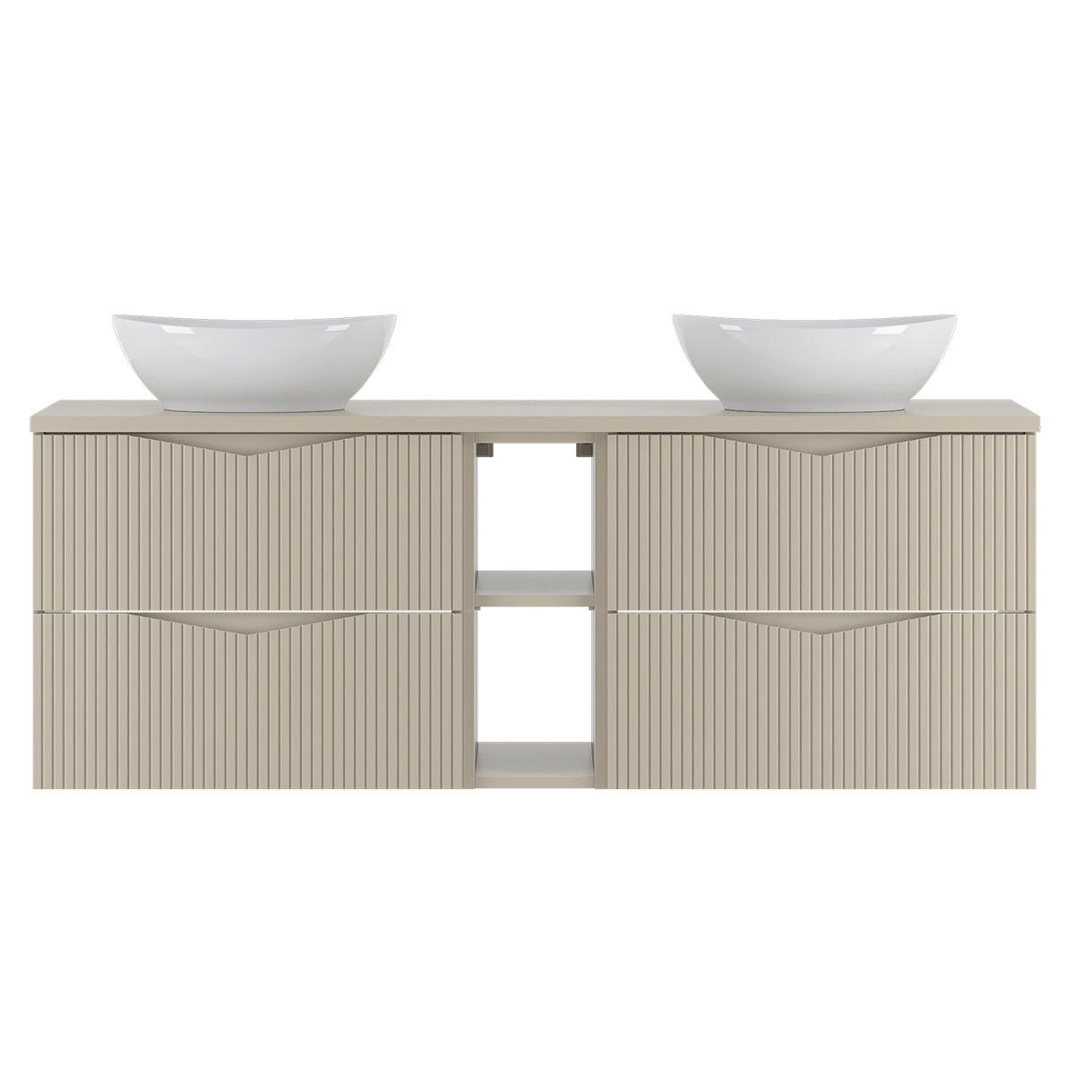 DOPPELWASCHTISCH 140.6cm Tao Kaschmir - Beige, Holzwerkstoff (140.6/52.2/46.5cm) - Petits-meubles