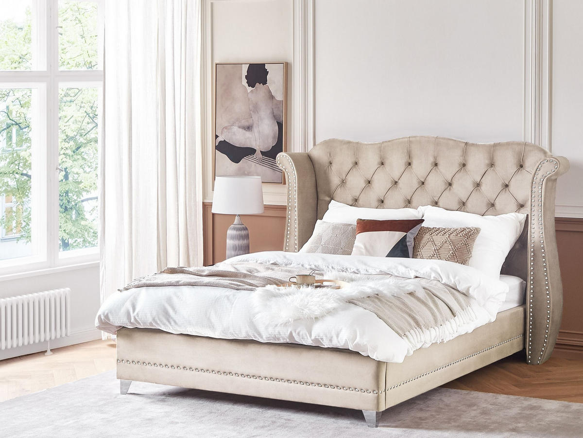 POLSTERBETT 180/200 cm Beige Ayette - Beige, Textil (180/200cm) - Beliani