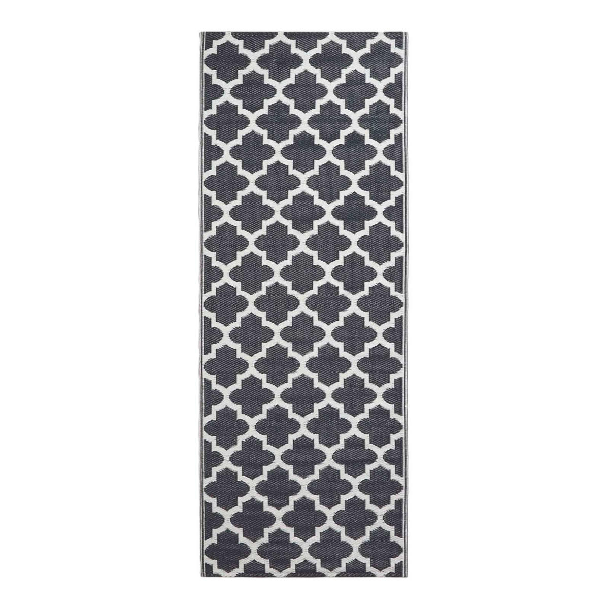 OUTDOORTEPPICH-LÄUFER Nola geometrisch gemustert 75/200 cm - Schwarz, Kunststoff (75/200cm) - Homescapes
