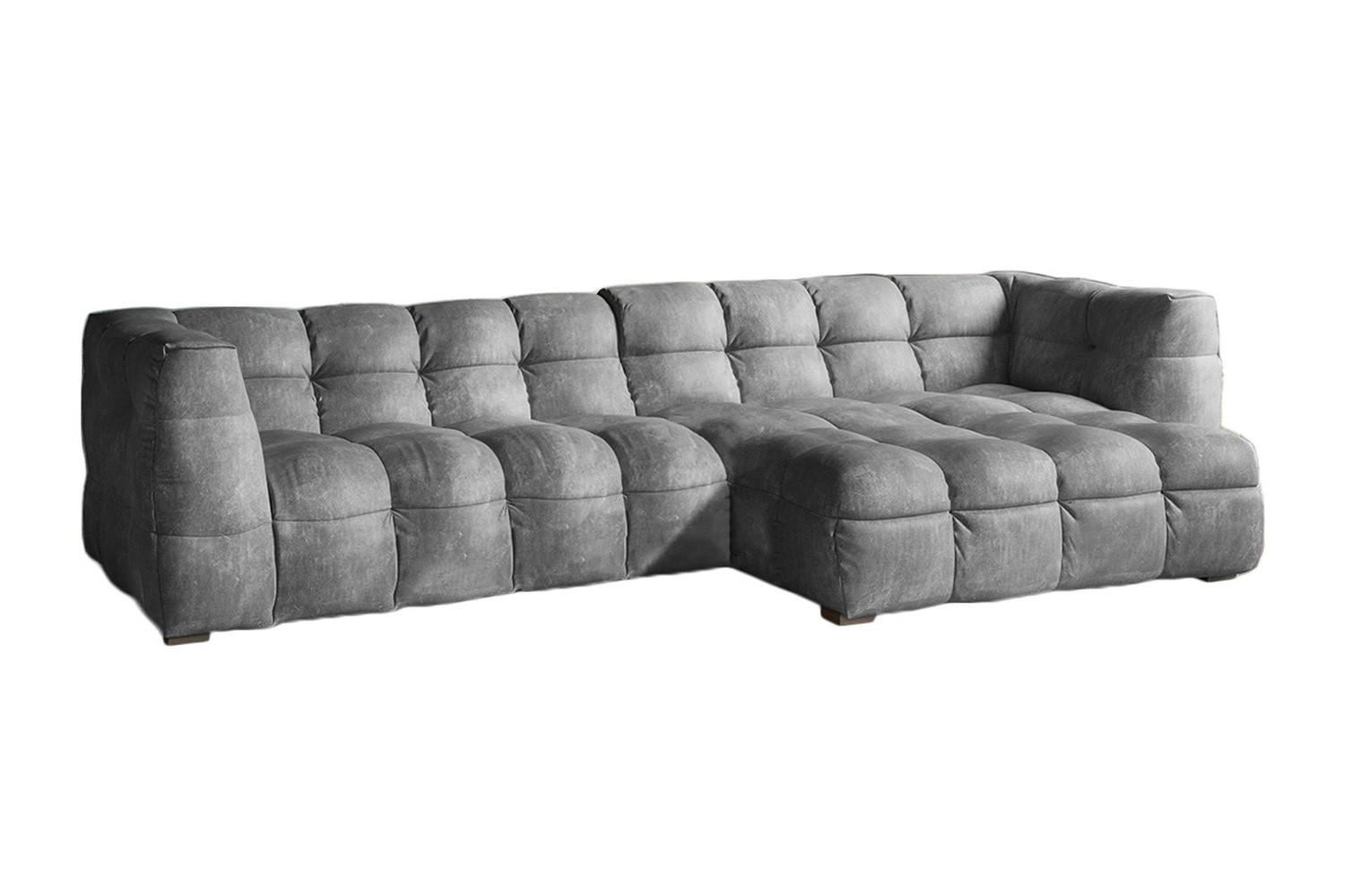 ECKSOFA RIO Hellgrau Velvet - Hellgrau/Schwarz, Textil (319/170cm) - KAWOLA