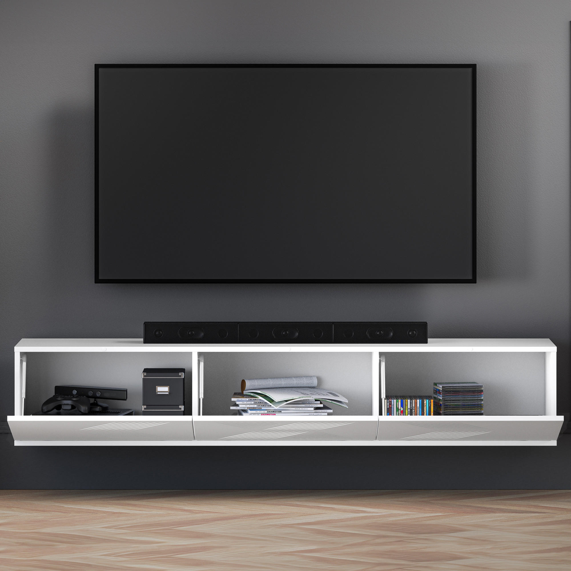 TV-MÖBEL NEBRO - Weiß, Holzwerkstoff (170/32/37cm) - KONSIMO®