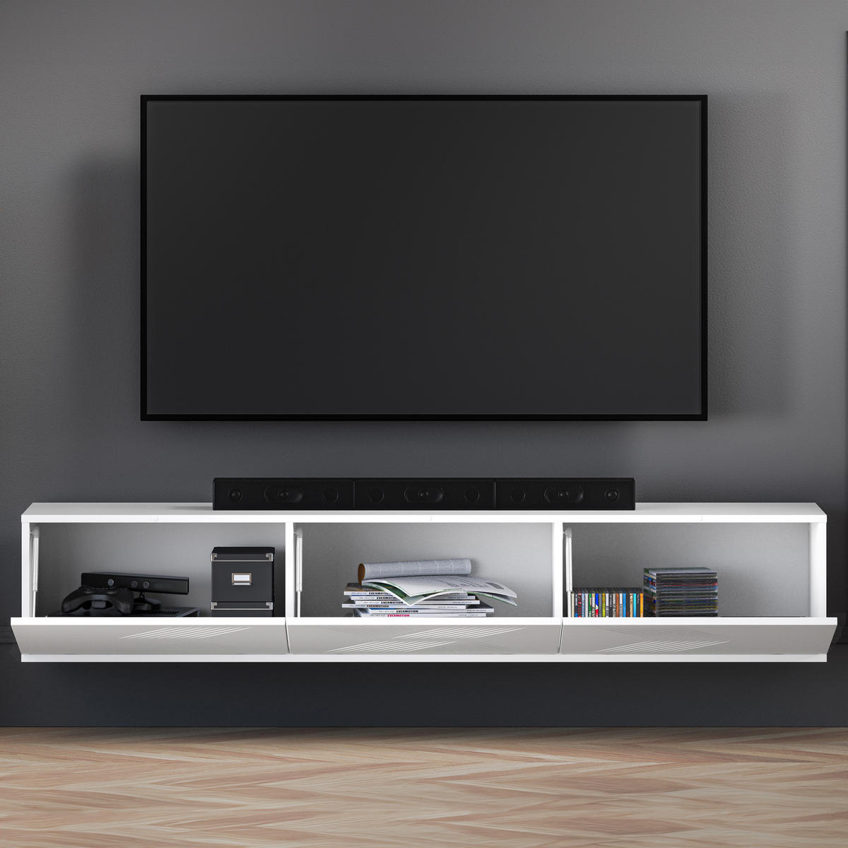 TV-MÖBEL NEBRO - Weiß, Holzwerkstoff (170/32/37cm) - KONSIMO®