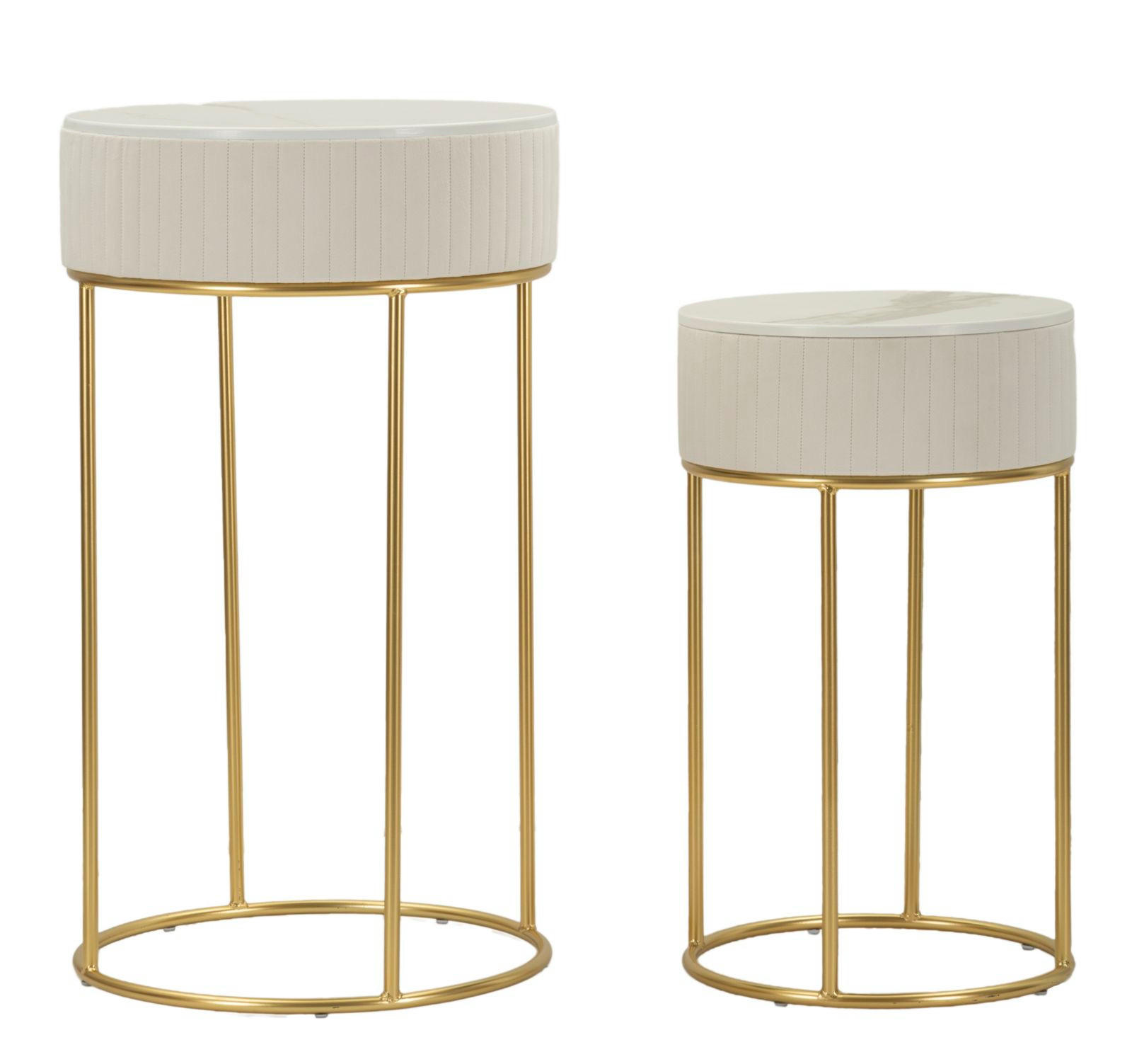 Mauro Ferretti Beistelltische Creme, Gold 50x90x50 cm