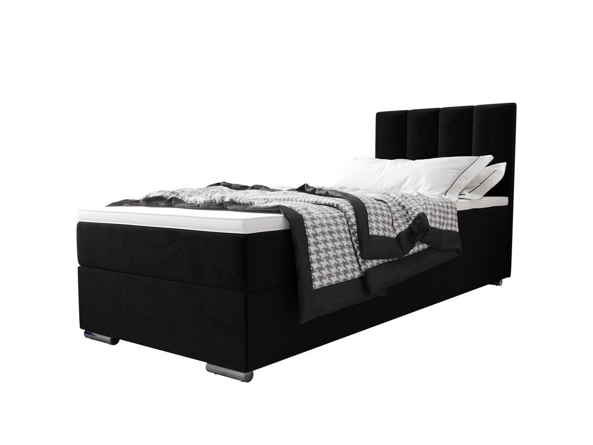 BOXBETT ZILANO 2 mit Matratze H3 und Topper 80x200 Itaka 15 - Schwarz, Holz/Textil (80/200cm) - Bedante