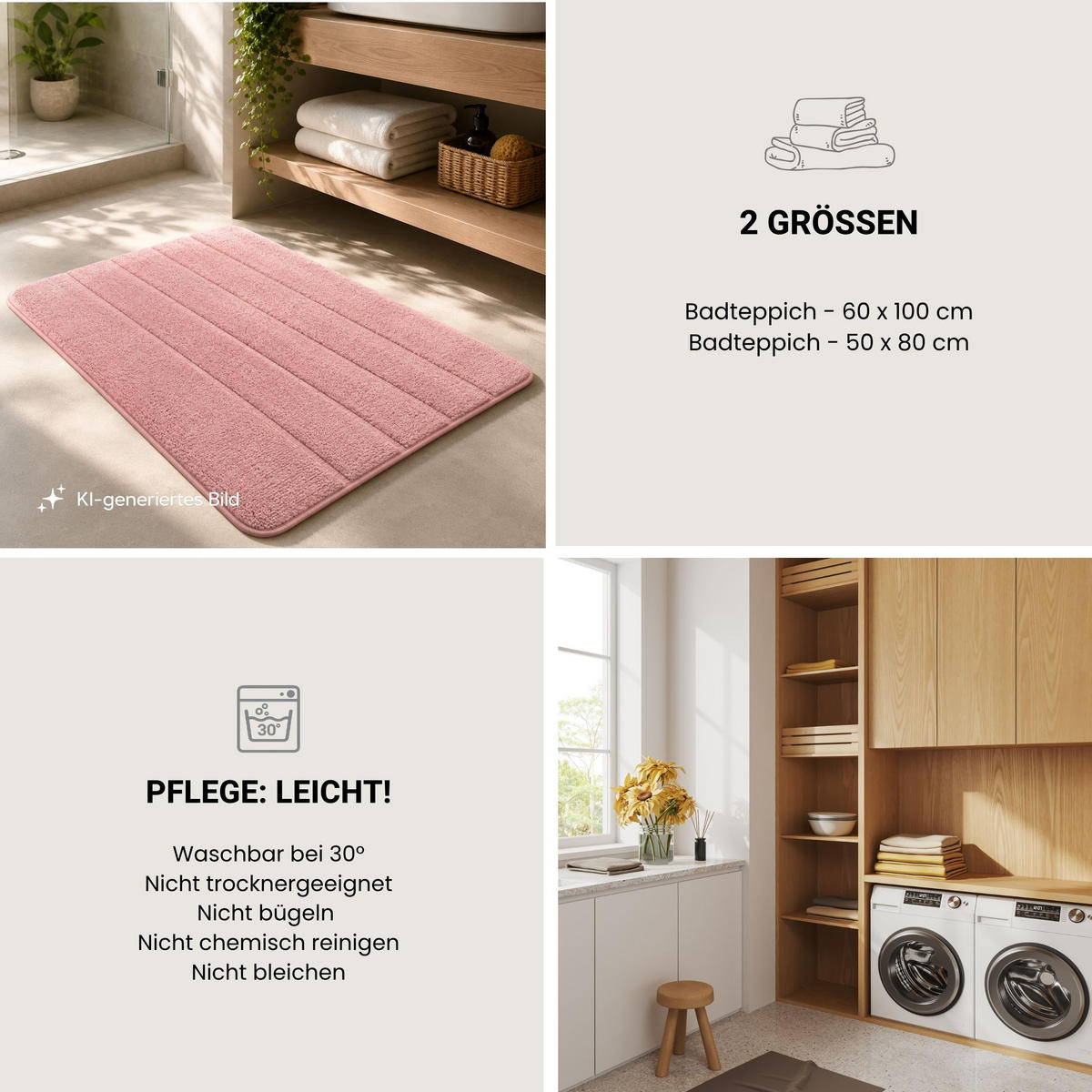 BADTEPPICH Milano - 100% Polyester - 60x100 cm - Puderrosa - Rosa, Textil (60/100cm) - SCHIESSER