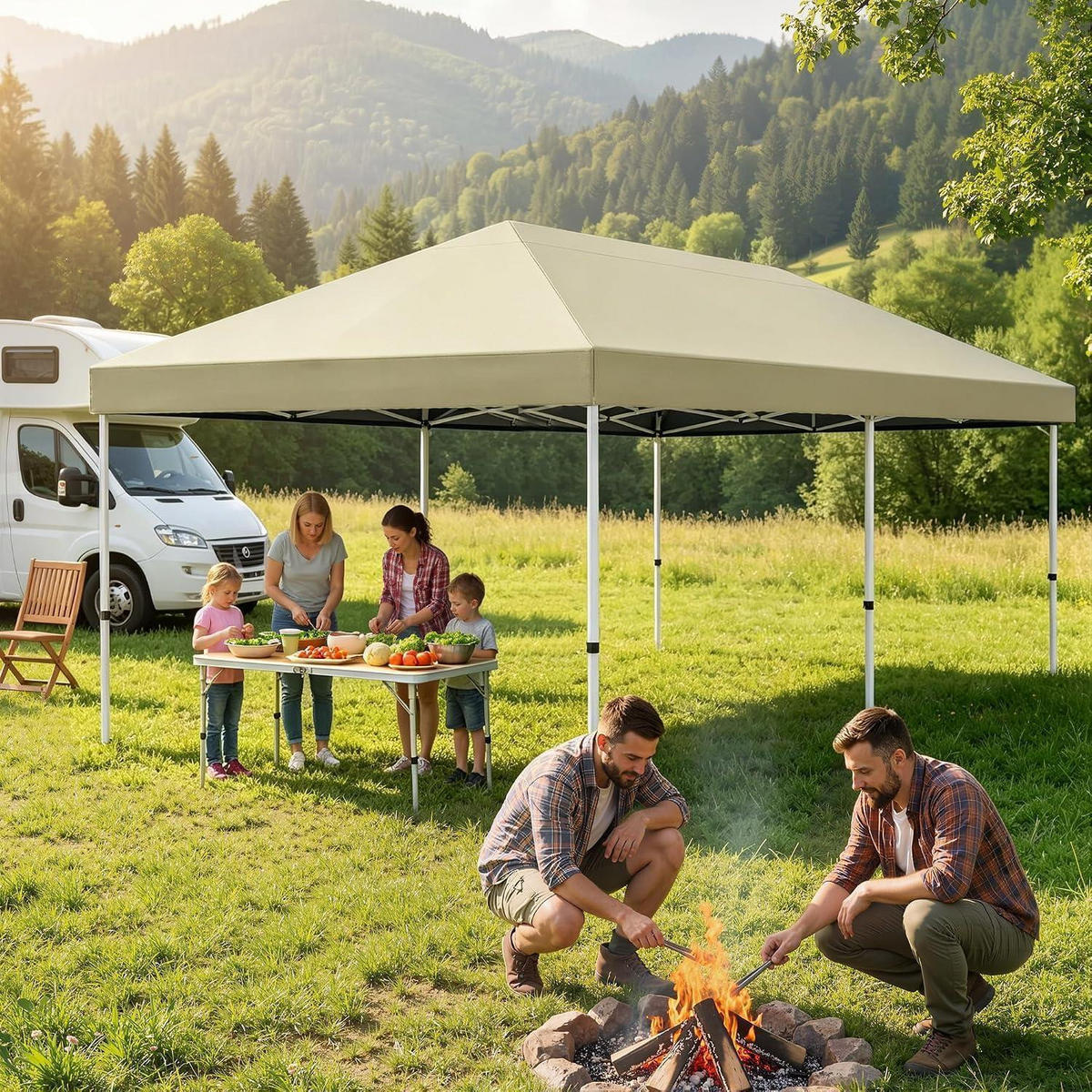 GARTENPAVILLON 3 x 6 m Beige Wasserdicht UV-Schutz 50+ - Beige, Textil (300/265/600cm)