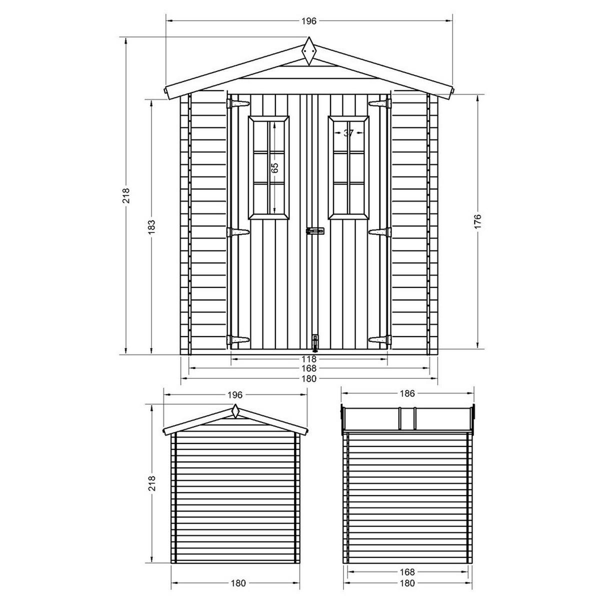 DREVENÝ záhradný domček 2,82 m² TIMBELA M320C+M320G - béžová, drevo (180/224/186cm) - Timbela