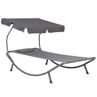 GARTENLIEGE mit Dach grau Terno - Grau, Metall (110/110/200cm) - Beliani