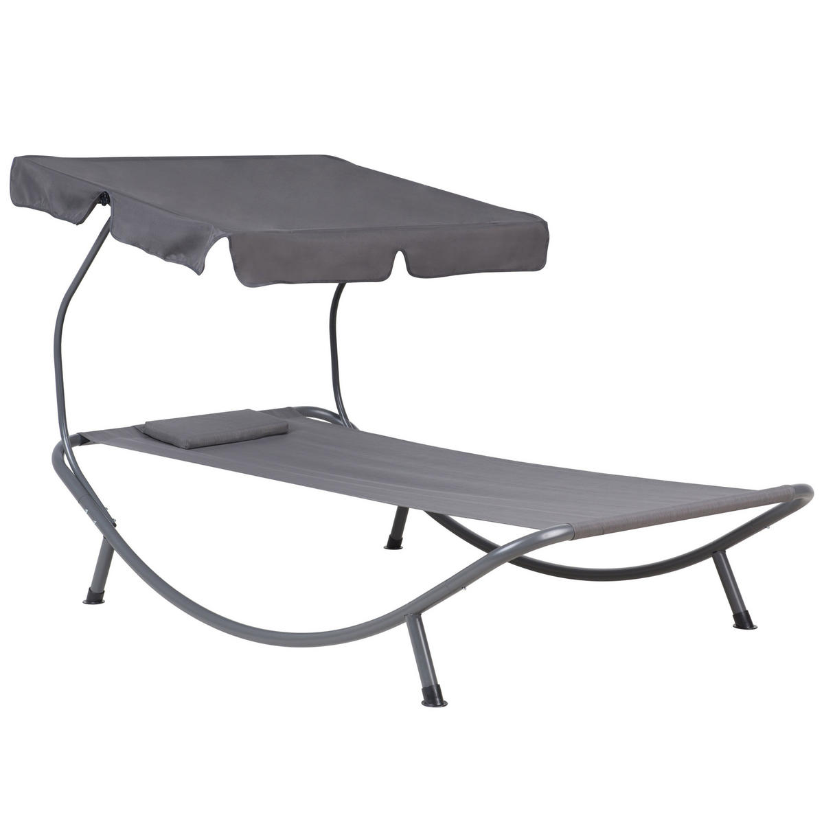 GARTENLIEGE mit Dach grau Terno - Grau, Metall (110/110/200cm) - Beliani