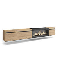 TV-SCHRANK Lowboard, Elektrokamin XXL, Hängend, eiche, schwarz, 288/35/45 cm - Eichefarben/Schwarz, Holzwerkstoff (35/45/288cm) - Skraut Home