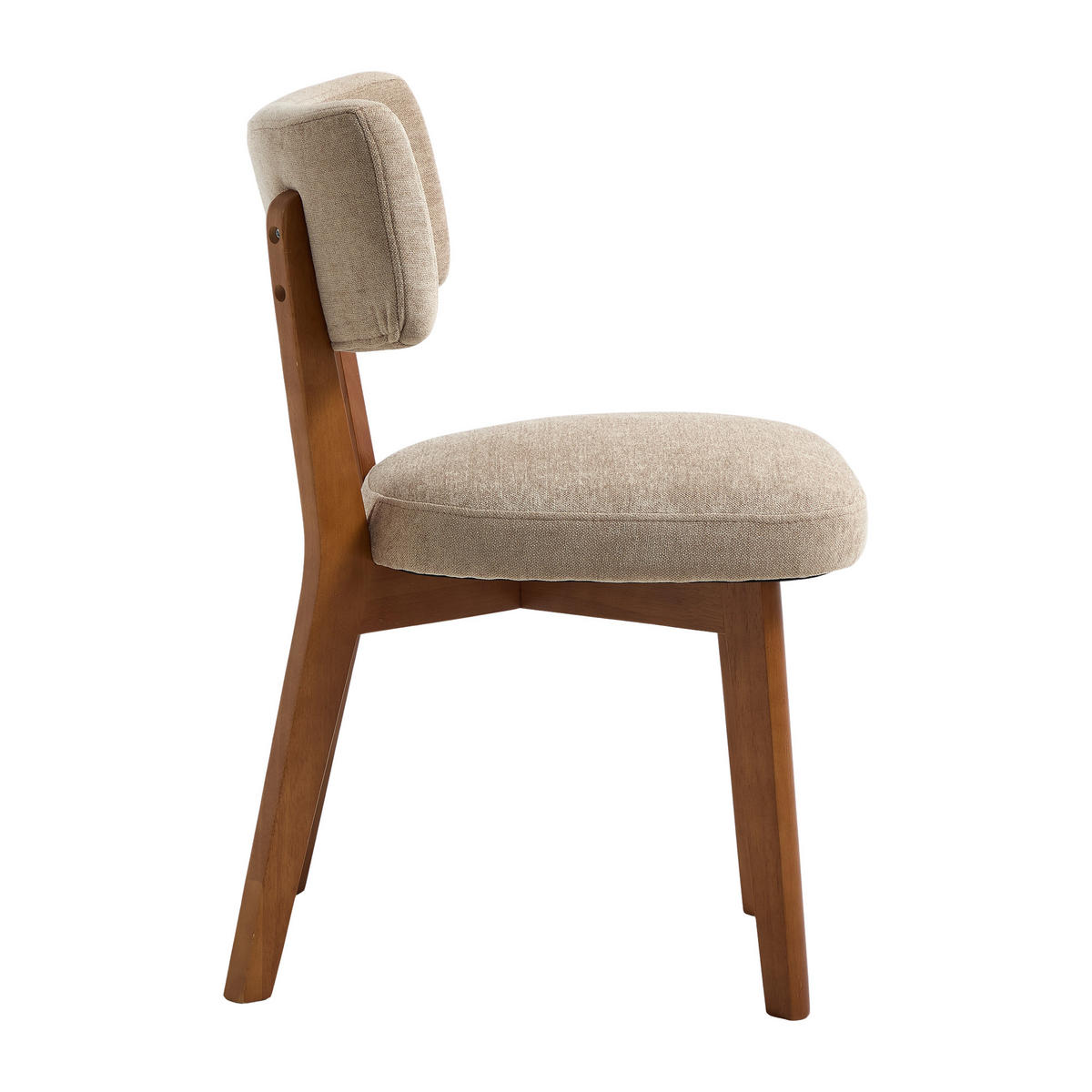 STUHL-SET 2 Stück Mid-Century mit Massivholzbeinen, DE-42268, Khaki - Sandfarben, Holz (47/77/54.5cm) - ComfortXL