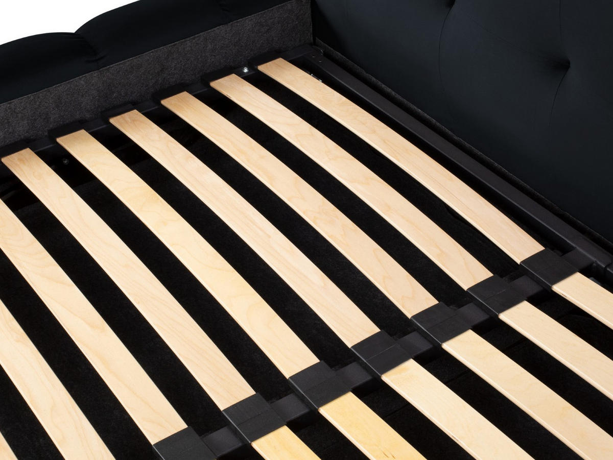 BETT mit Bettkasten und Doppelkopfteil Mamaia aus Samt dunkelblau 140x200cm - Dunkelblau, Textil (140/200cm) - Micadoni