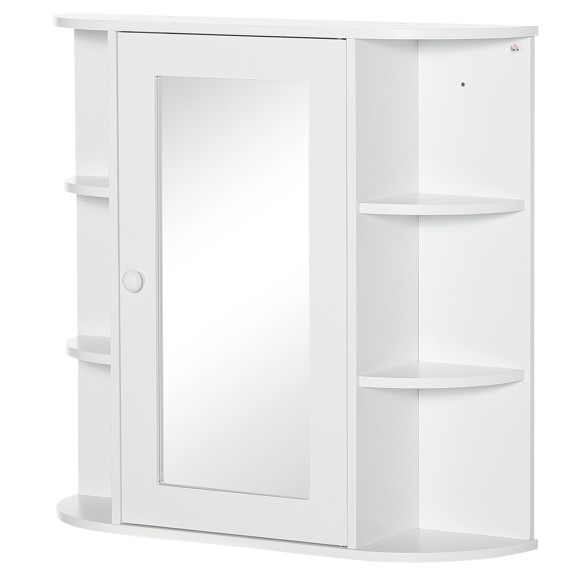 BADSPIEGELSCHRANK 66x17x63 cm Weiß aus Spanplatte mit Spiegeltür & offenen Regalen - Weiß, Holzwerkstoff (66/63/17cm) - Modfu