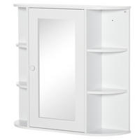 BADSPIEGELSCHRANK 66x17x63 cm Weiß aus Spanplatte mit Spiegeltür & offenen Regalen - Weiß, Holzwerkstoff (66/63/17cm) - Modfu