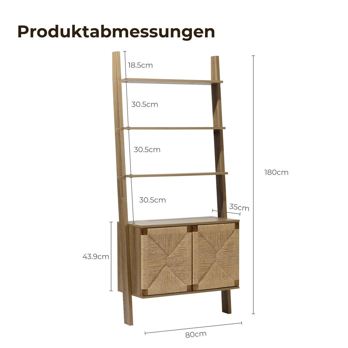 REGAL im Vintage-Naturstil, Holz | B80 x T43,9 x H180 cm - Braun, Holzwerkstoff (80/180/43.9cm) - Hometopia