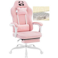 GAMINGSTUHL mit Taschenfederkissen, Netzstoff, Rosa - Weiß/Rosa, Textil/Metall (70/125.5/70cm) - Woltu
