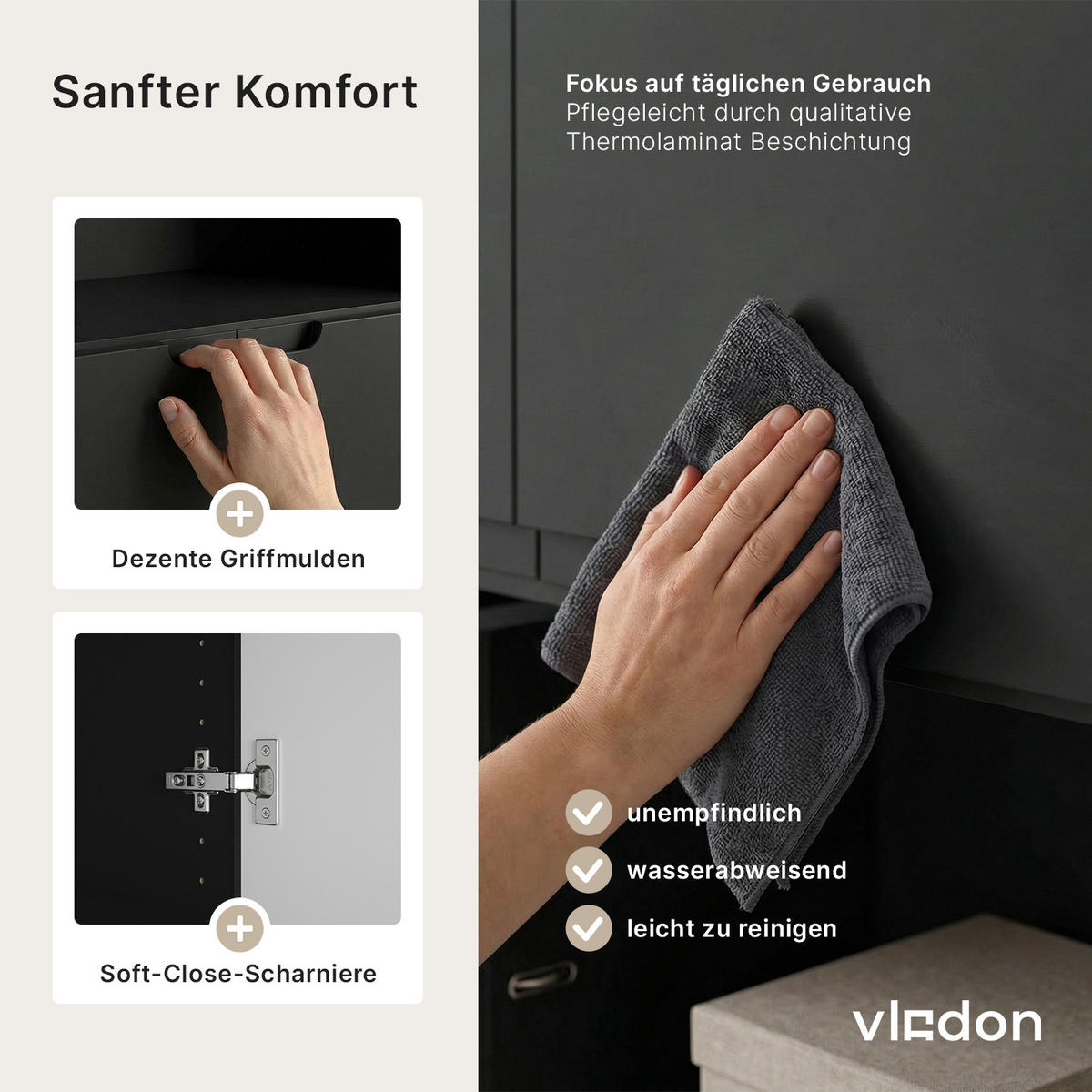 BÜROSCHRANK Logan Fronten in Schwarz matt - Schwarz, Holzwerkstoff (82/184/37cm) - Vladon