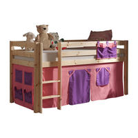 KINDERBETT Karolina 210x114x106 Massivholz Natur Textilset Bella - Violett/Kieferfarben, Holz (90/200cm) - 58aufmkessel