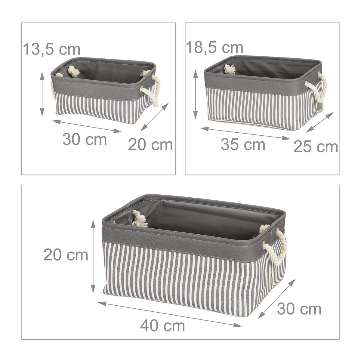AUFBEWAHRUNGSKÖRBE - Grau, Textil (40/22/30cm) - Relaxdays