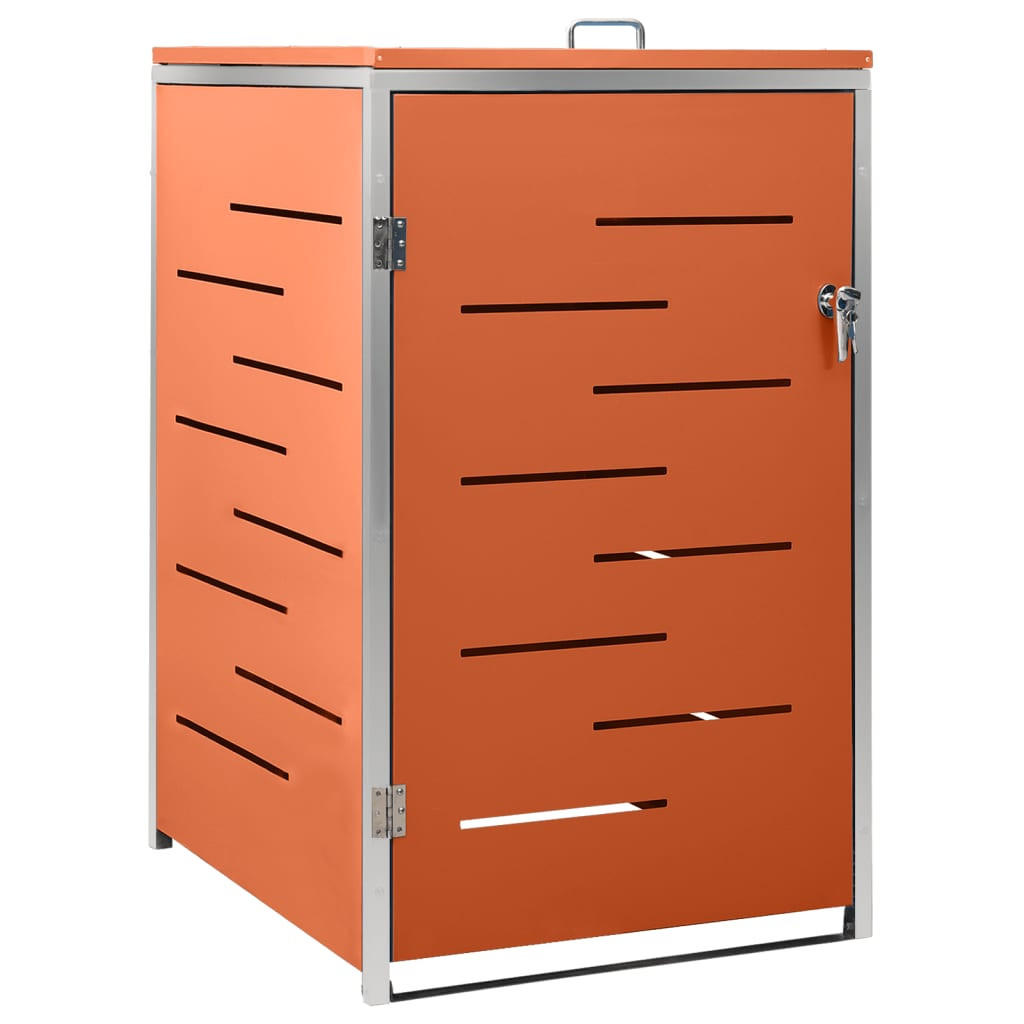 1ER Mülltonnenbox JAGU Edelstahl | Orange | 115x69x77,5cm | Für 1 Tonne 240L - Orange, Metall (69/115/77.5cm) - DELUKE