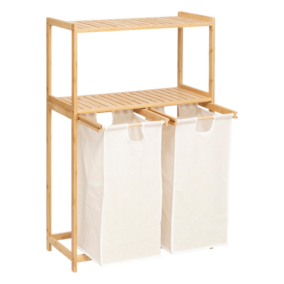BAMBUSREGAL mit Wäschekorb Tidy Box 72/33/109 cm - Beige, Naturmaterialien (33/109/72cm) - 5five Simply Smart