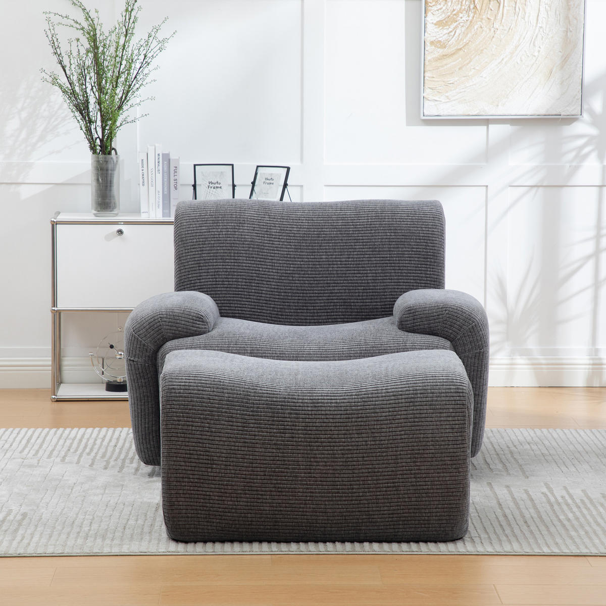 SESSEL DE-35123 mit Hocker Grau - Grau, Textil (94/78.5/113cm) - ComfortXL