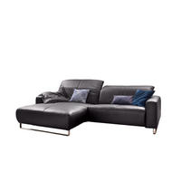 ECKSOFA MIT SITZTIEFENVERSTELLUNG YORK Taupe Leder - Taupe/Silberfarben, Leder (284/180cm) - KAWOLA