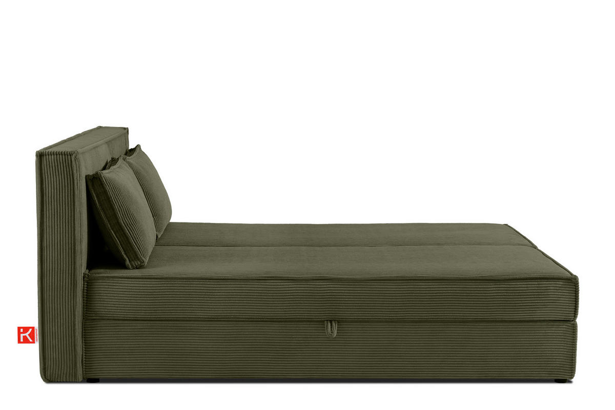 BOXSPRINGBETT ROTI mit Stauraum, oliv - Schwarz/Olivgrün, Holz/Holzwerkstoff (160/200cm) - KONSIMO®
