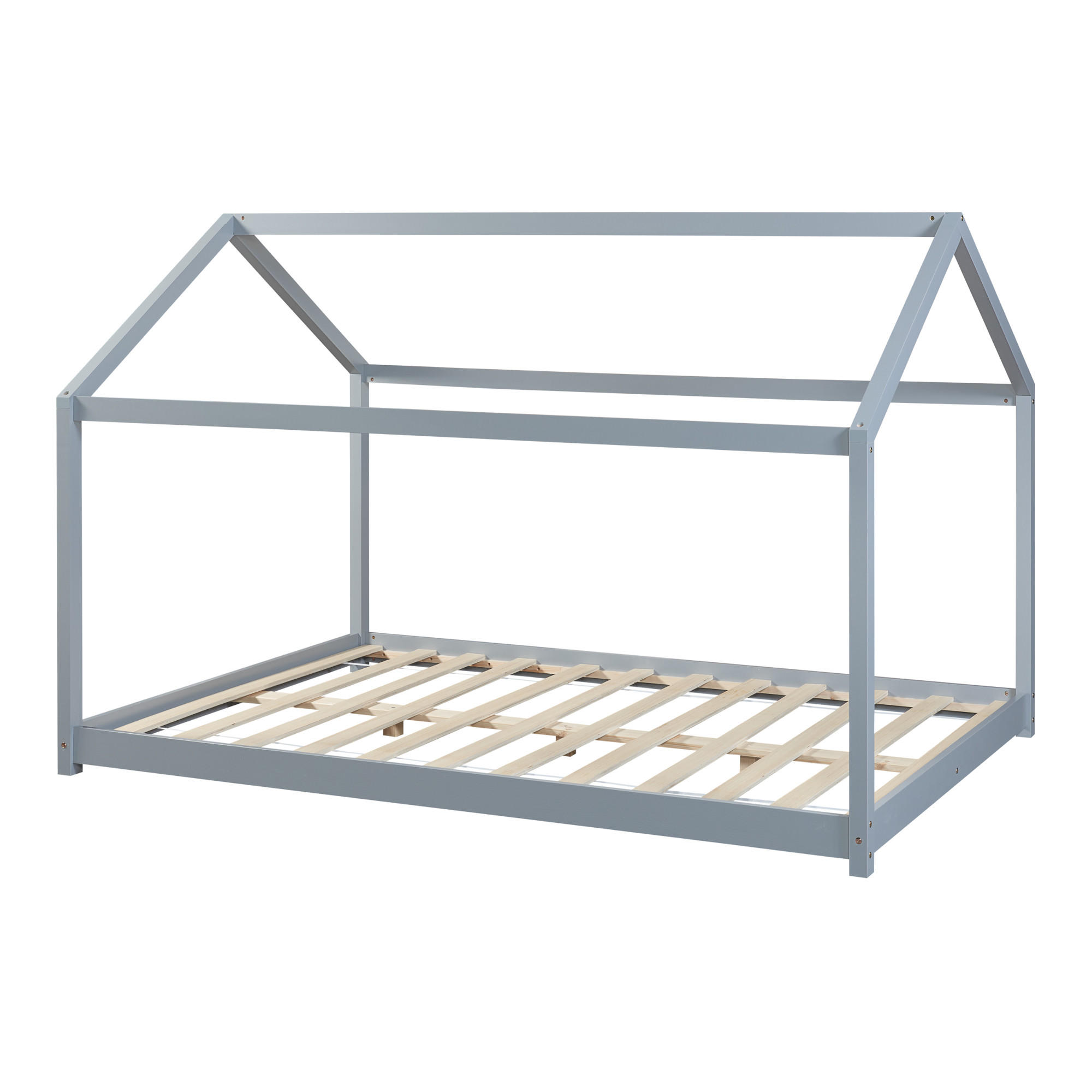 HAUSBETT Cerro - Grau, Holz (140/200cm) - [en.casa]