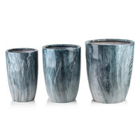 BLUMENTOPF Neva Marble 3er Set Blau 37x37x45,5/30,5x30,5x42,5/24x24x40 cm Keramik - Blau, Keramik (37/45.5cm) - Mondex