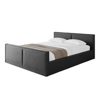 POLSTERBETT mit Bettkasten, Fußteil und Lattenrost, Boxbett mit Matratze H3/H4 - EMMI-Z-V1 120x200 Schwarz Kunstleder - Schwarz Hochglanz, Holzwerkstoff/Textil (120/200cm) - ALTDECOR