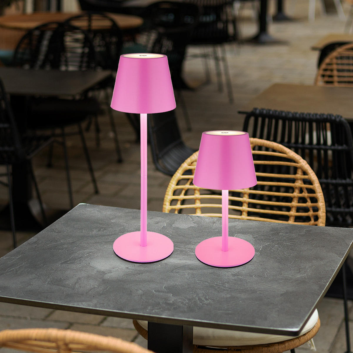 LED AUSSENLEUCHTE Vannie Rosa opal 2er Set - Rosa, Metall (11.5/11.5/36cm) - Globo Lighting