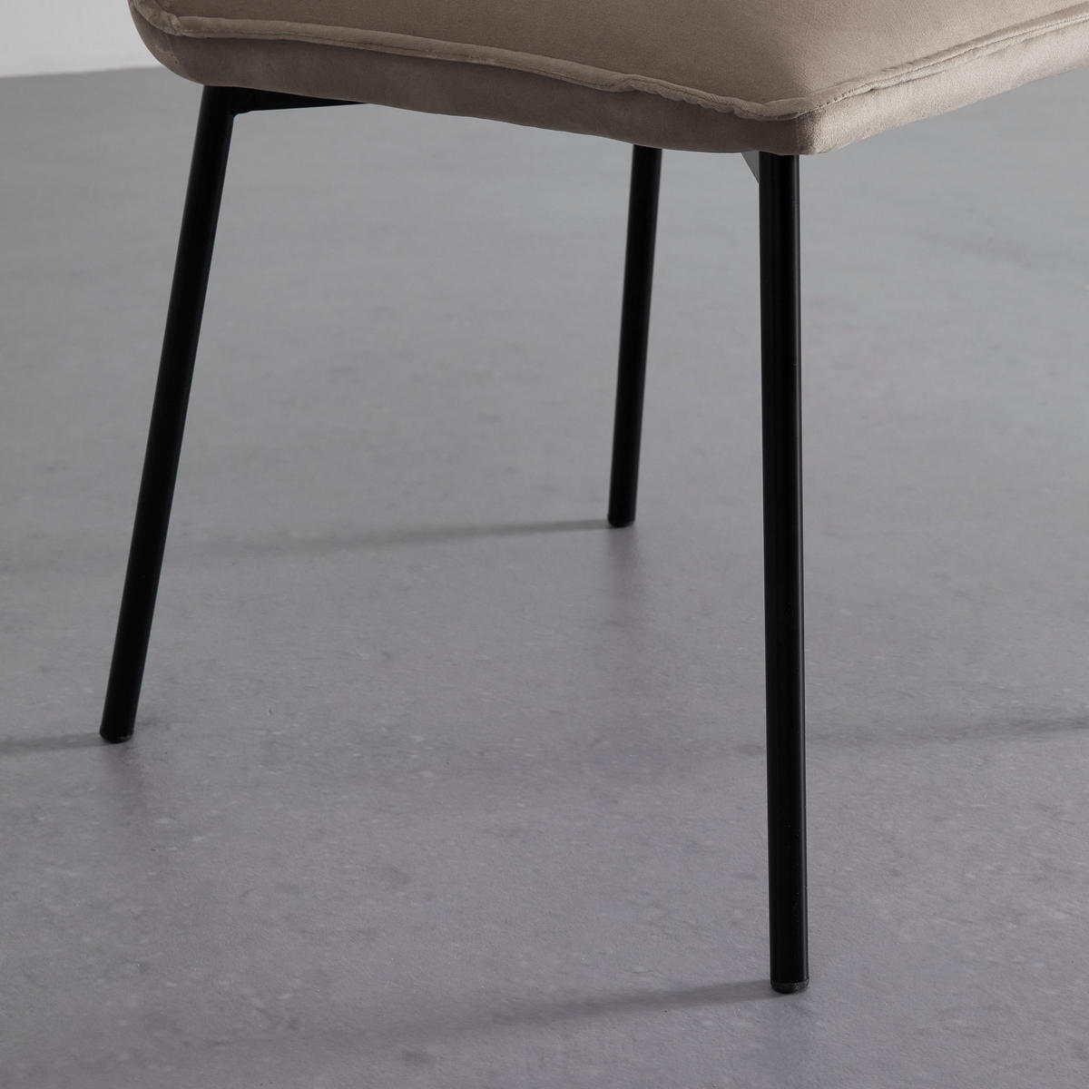 STUHL Darla Beige Velours Gepolstert - Beige, Holz (49/81/55cm) - Bessagi Home
