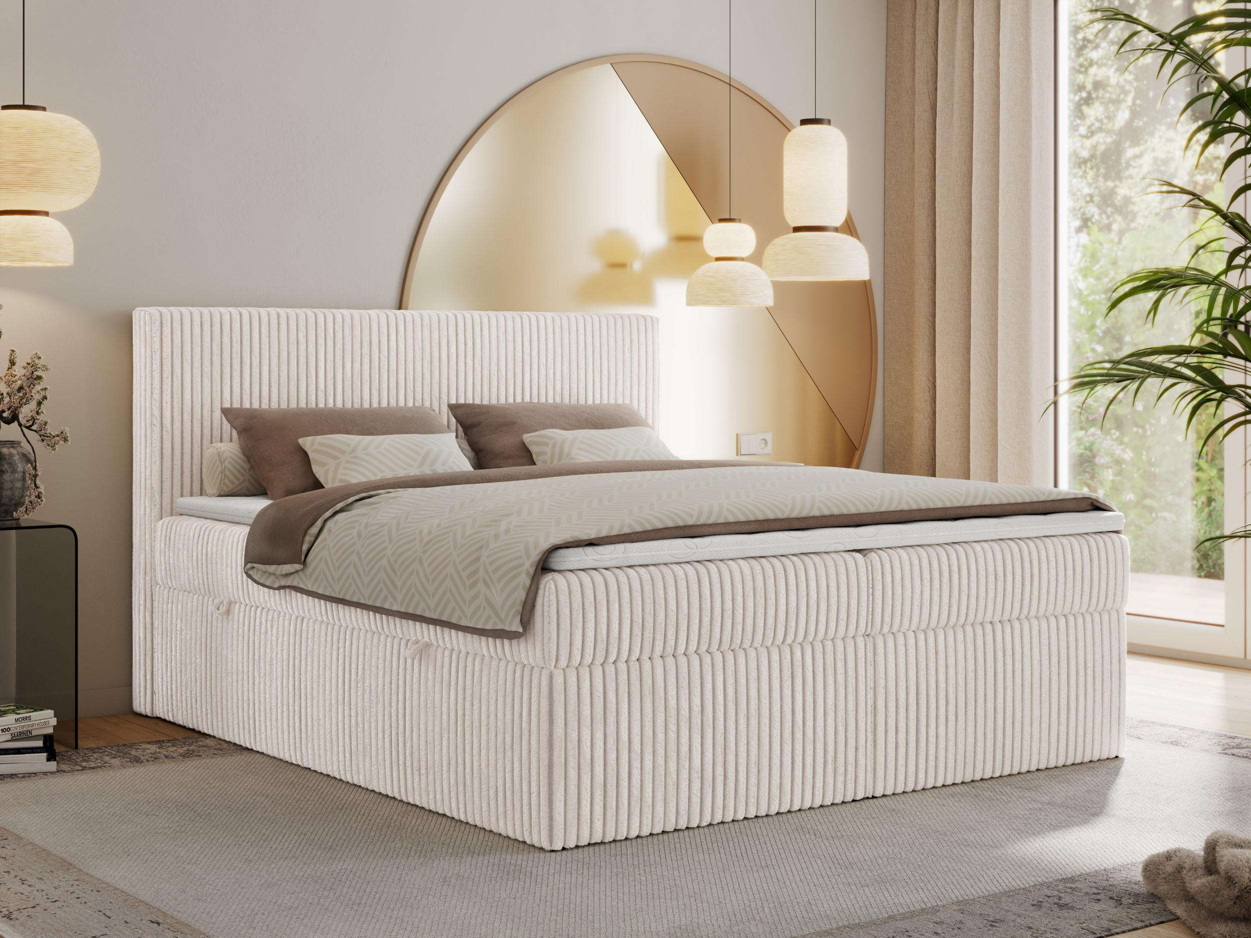BOXBETT TILIANO 200/200 - Beige Cord - H3 - Beige, Textil (200/200cm) - MKS