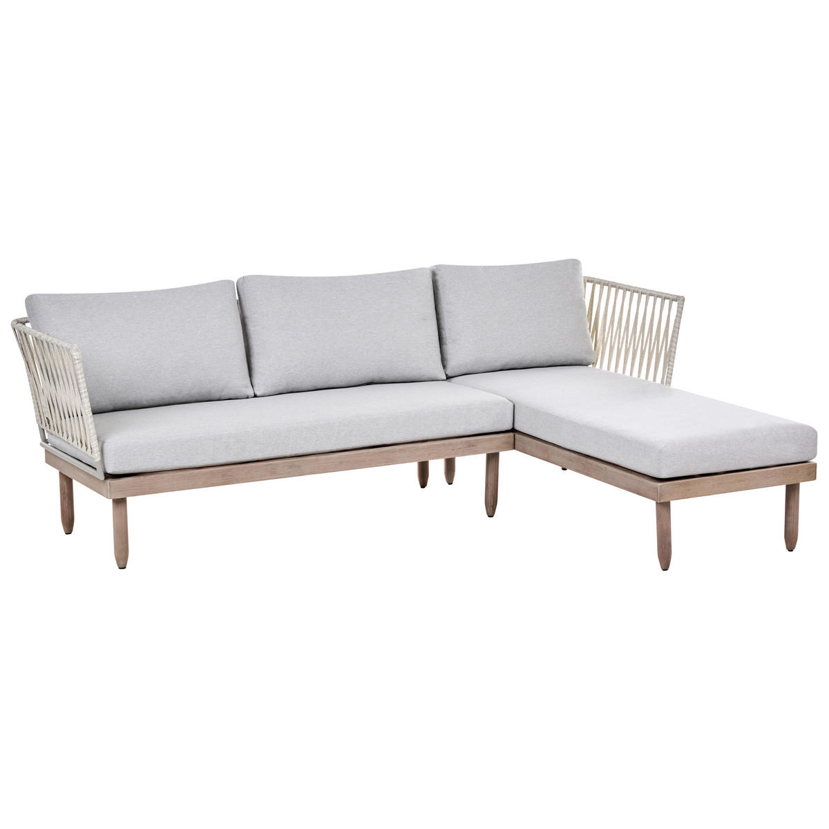 LOUNGE-SET mit Tisch 4-Sitzer Akazienholz linksseitig Braun/Grau Cremona - Dunkelgrau/Braun, Holz - Beliani