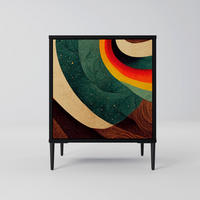 SIDEBOARD COLORFUL STRANDS, Schwarz, 57,5x42x72,5 cm, Schwarze Metallfüße - Multicolor/Schwarz, Holzwerkstoff/Metall (57.5/72.5/42cm) - SpaceRebels