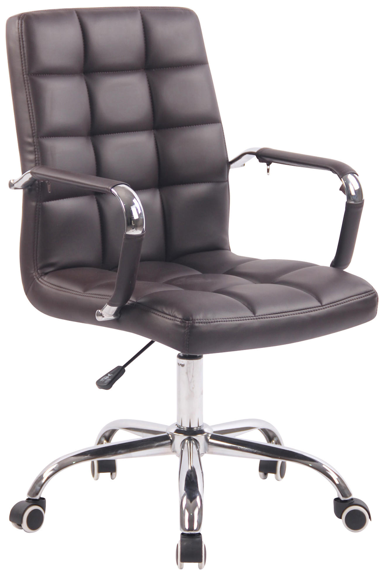 DREHSTUHL Lederlook braun - Chromfarben/Braun, Textil/Metall (56/94/62cm) - CLP