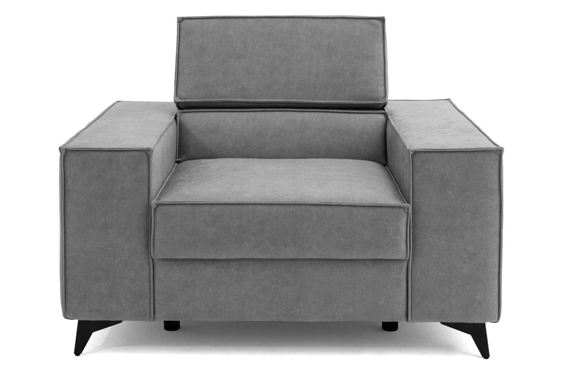 SESSEL PURE mit verstellbare Kopfstütze Velours Hellgrau - Hellgrau/Schwarz, Holz/Textil (174/94/99cm) - Muffo