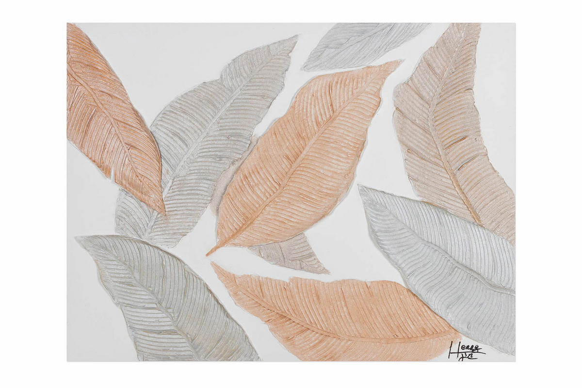 ACRYLBILD HANDGEMALT 100/75 cm - Orange/Grau, Holz/Textil (1.4/75cm) - KUNSTLOFT