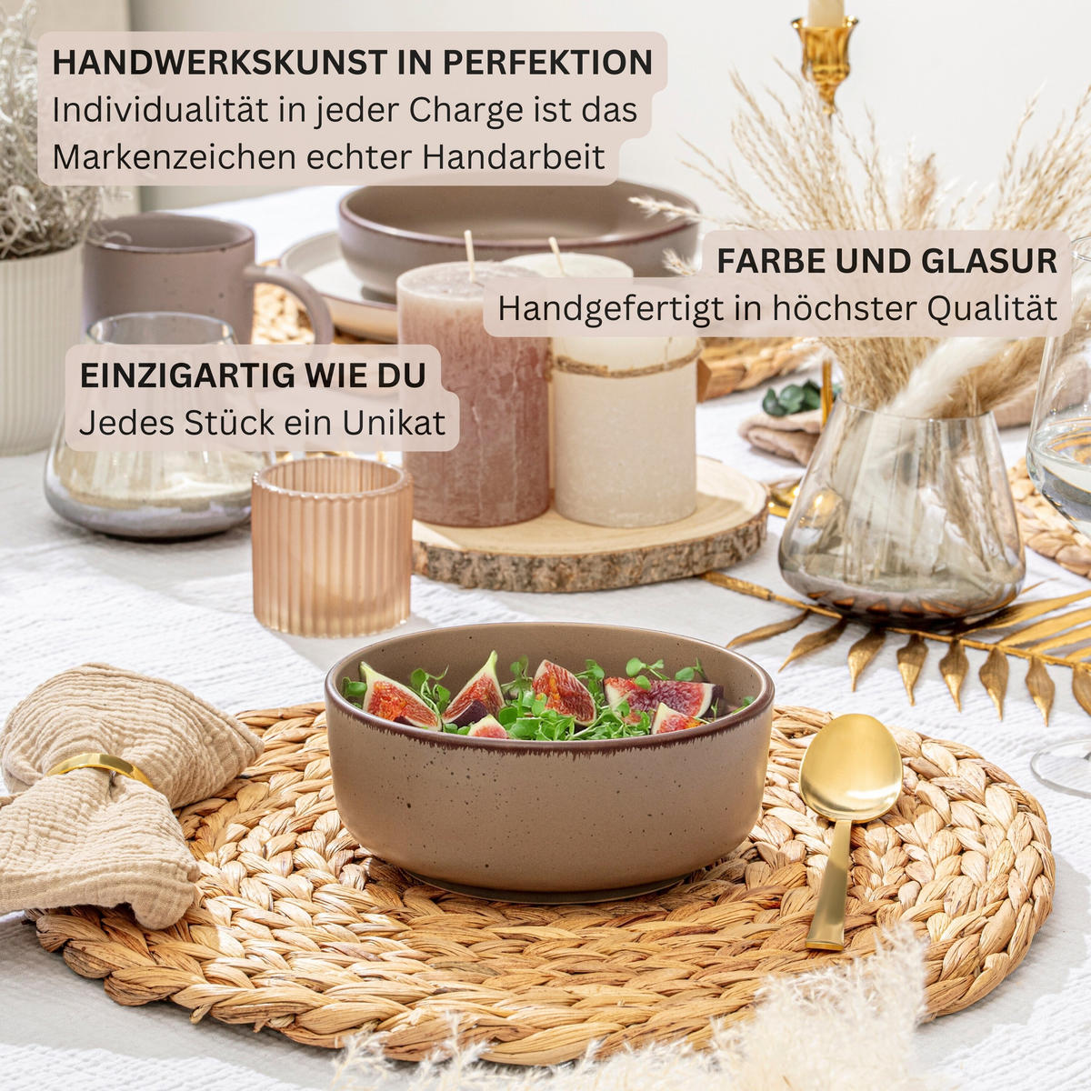 SCHALEN BOMBAY OAK - 4 teilig aus Steingut - Braun, Stein (16.5/16.5/6.5cm) - Sänger
