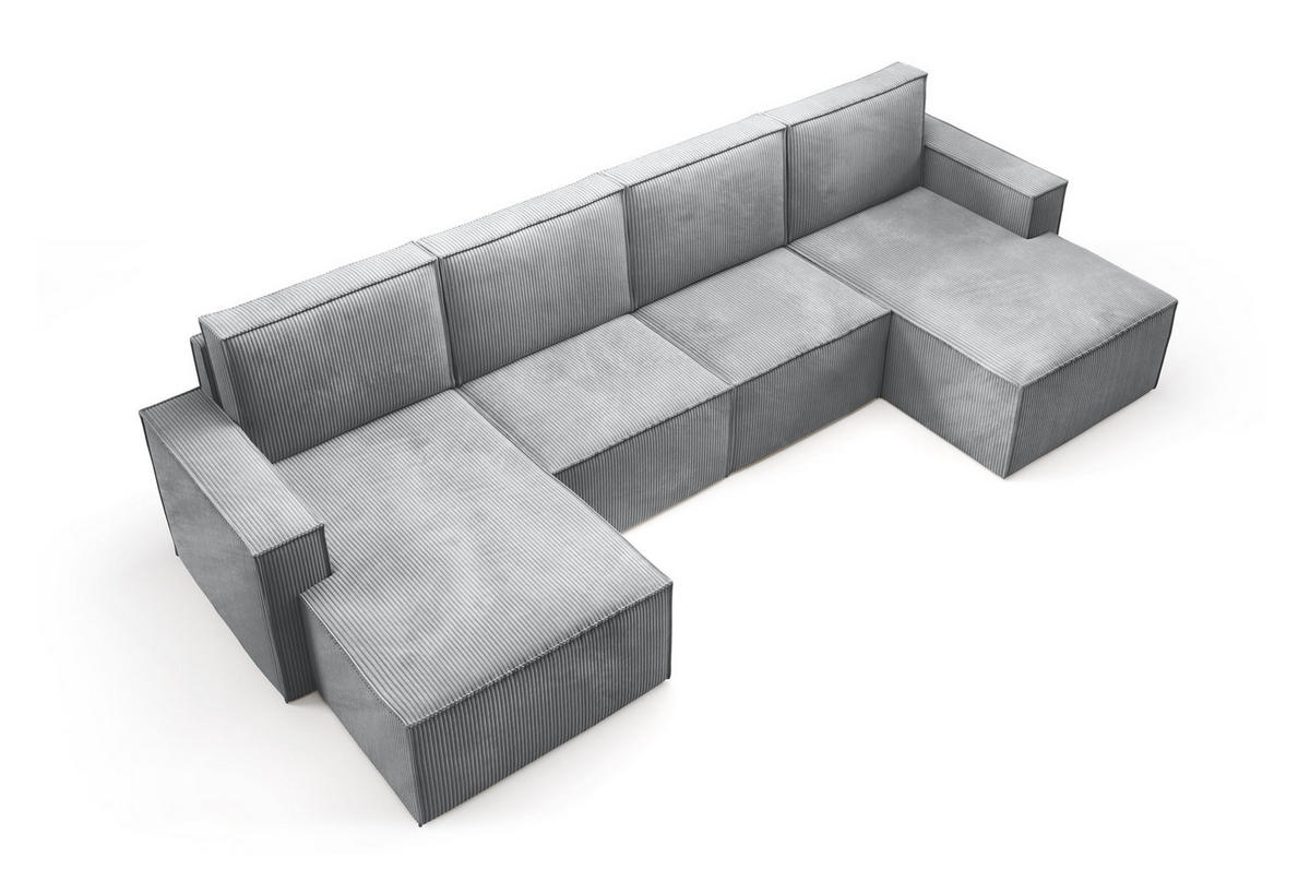 WOHNLANDSHAFT Orto Hellgrau - Hellgrau, Holzwerkstoff/Textil (320/93/142cm) - Bettso