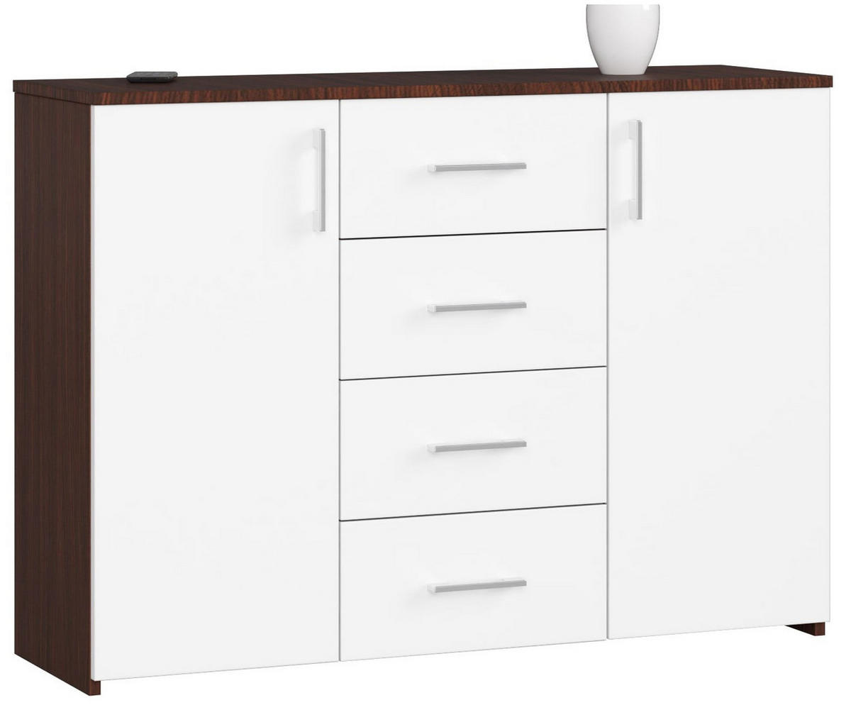 KOMMODE Dunkelbraun, Weiß 80/110/35 - Dunkelbraun/Weiß, Holzwerkstoff (110/80/35cm) - RAUMHIRSCH FURNITURE