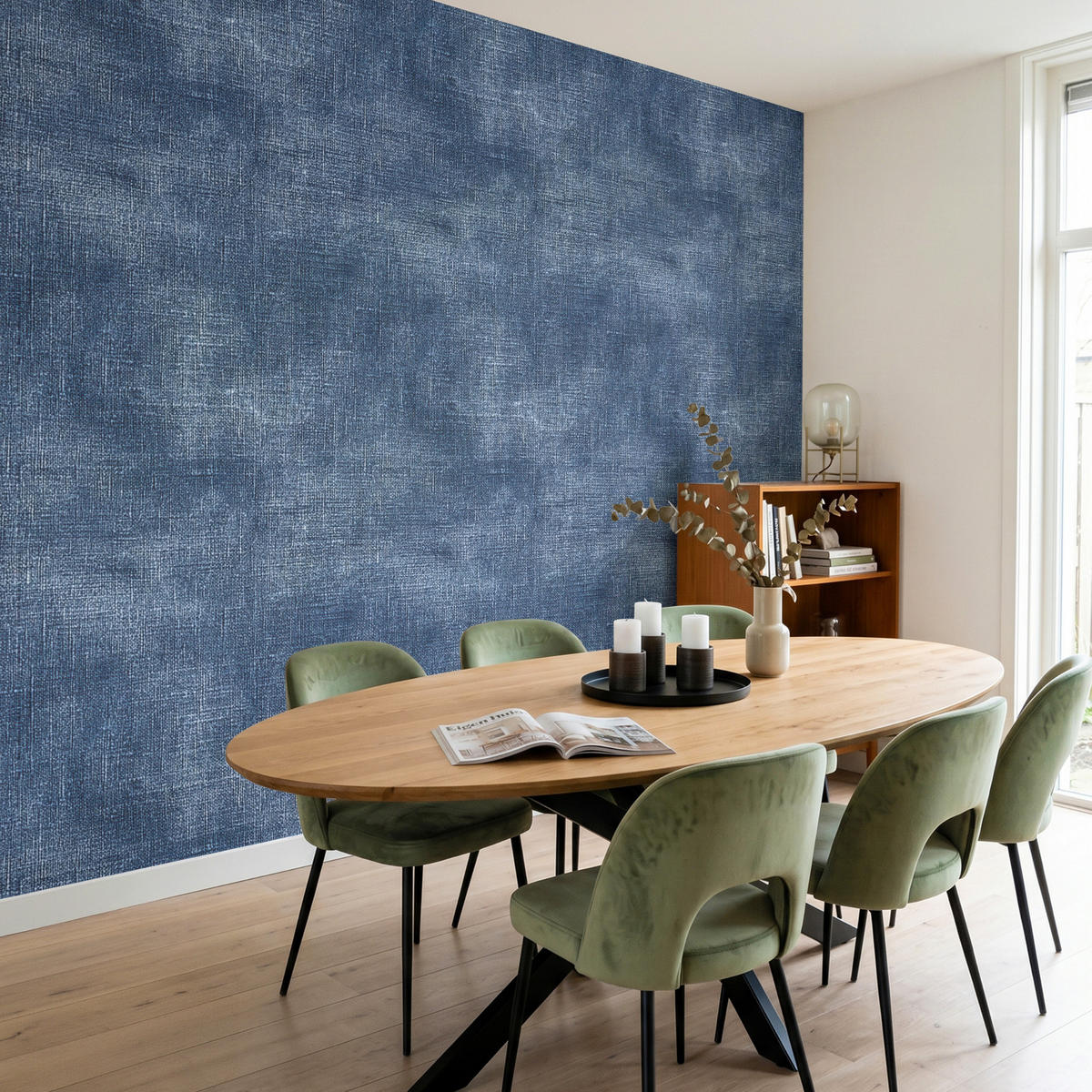 TAPETE - Leinen - Textur - Muster - Denim - Rustikal - 300x260 cm - Blau, Papier (300/260cm) - OnlyWow