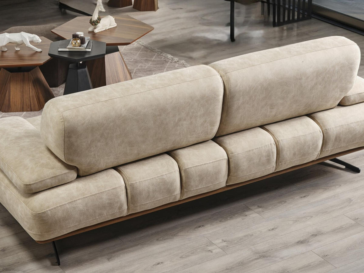 3-SITZER Sofa PEGASUS, Beige - Beige, Textil/Metall (245/90/105cm)