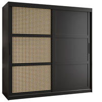 SCHWEBETÜRENSCHRANK 200/180/62 2-türig - Schwarz, Holz/Kunststoff (180/200/62cm) - MÖBEL KRYSPOL