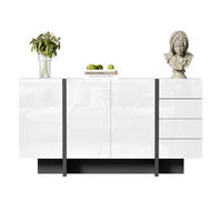 SIDEBOARD 150/40/80,5 cm mit 2 Türen & 4 Schubladen in Weiß Hochglanz - Weiß, Holzwerkstoff (150/80.5/40cm) - BEAOK
