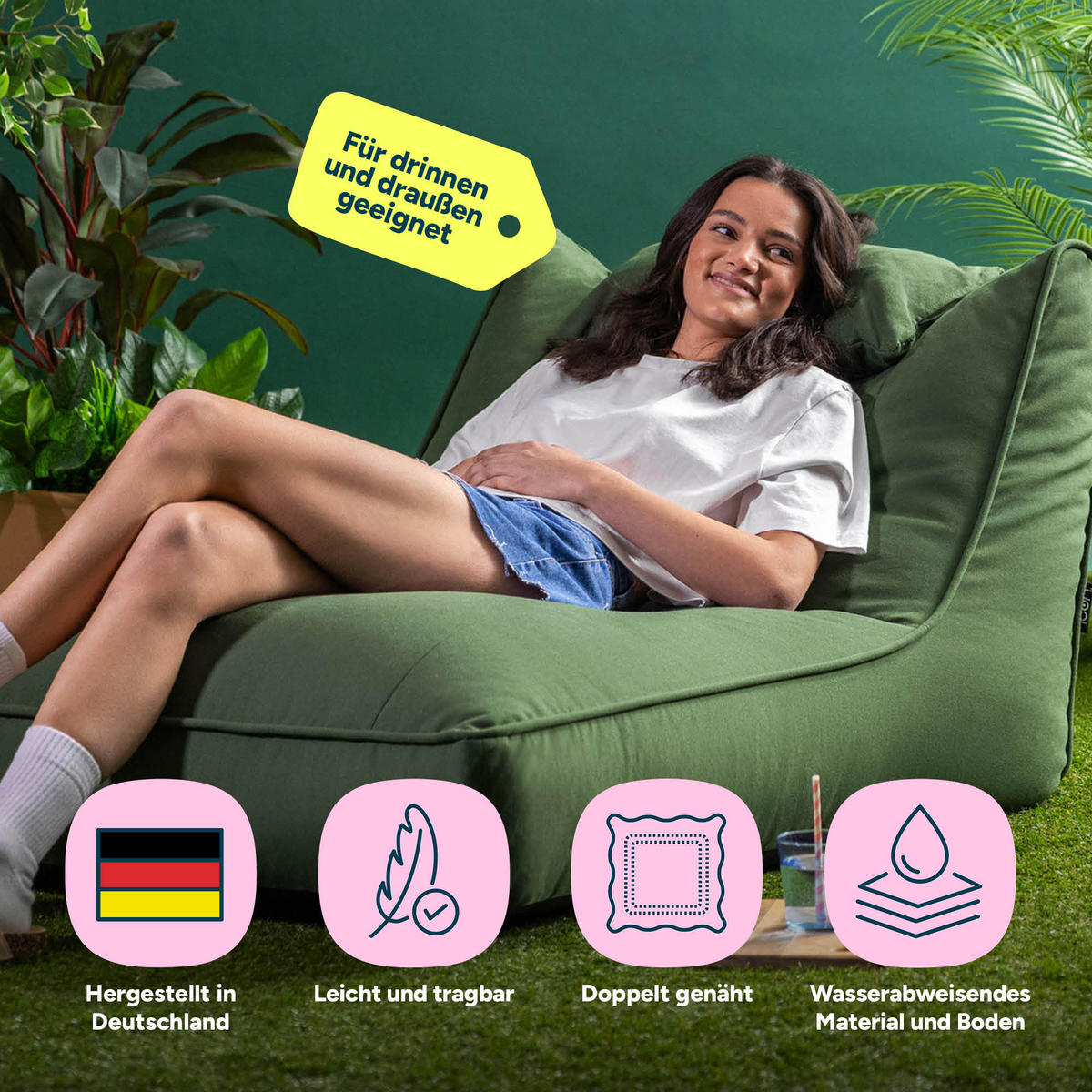 SITZSACK Outdoor Nova - Grün, Textil (84/68/108cm) - icon