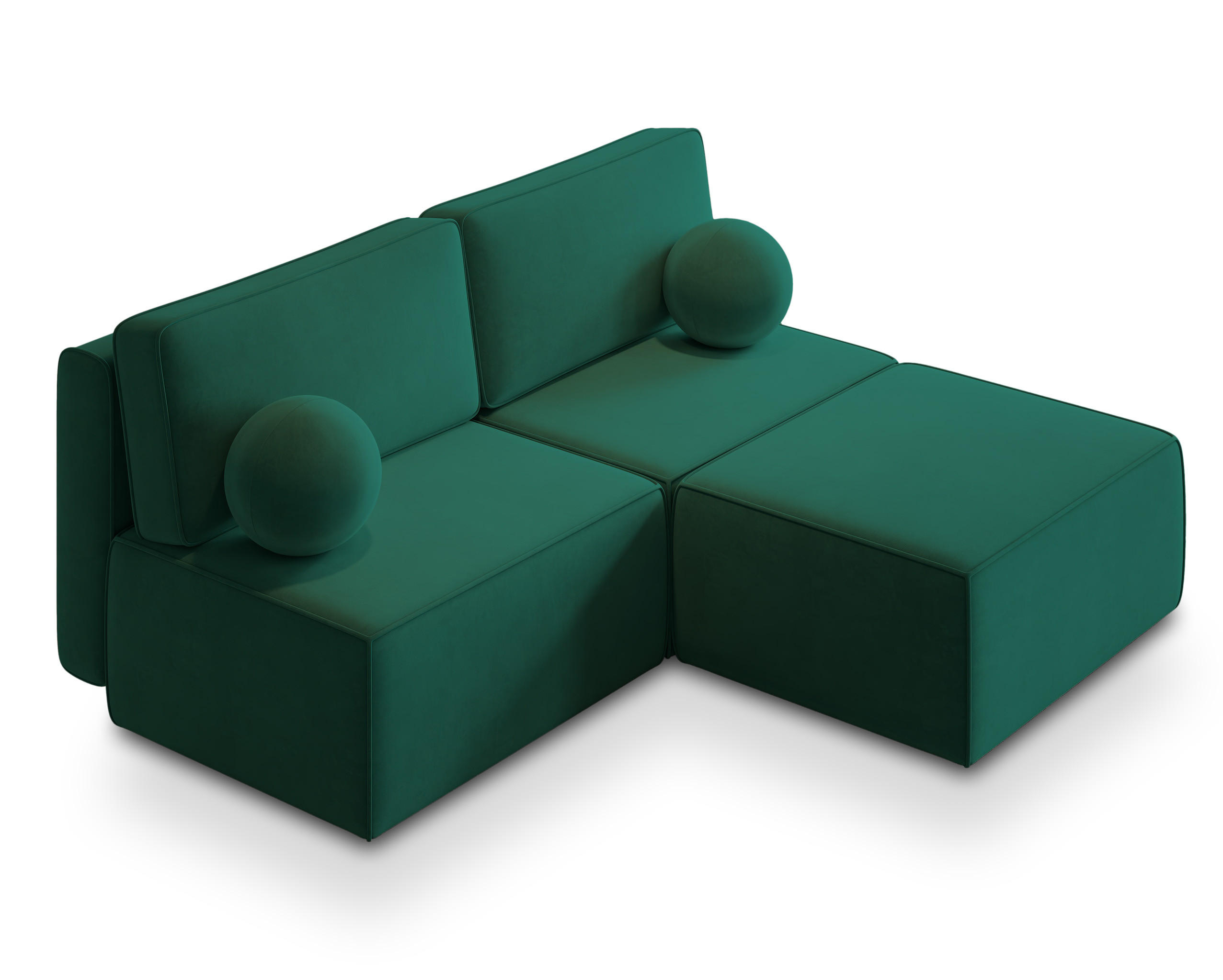 ECKSOFA VARNA M Grün Velours-Stoff mit Schlaffunktion - Grün, Holz (196/158cm) - MASSENO